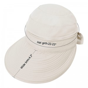 Thin Bucket Visor Hat 2 in 1 Beach Sun Hat 2