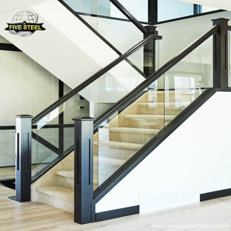 American style strong stainless steel black baluster 12mm thick SGCC Certification tempered glass balcony deck railing