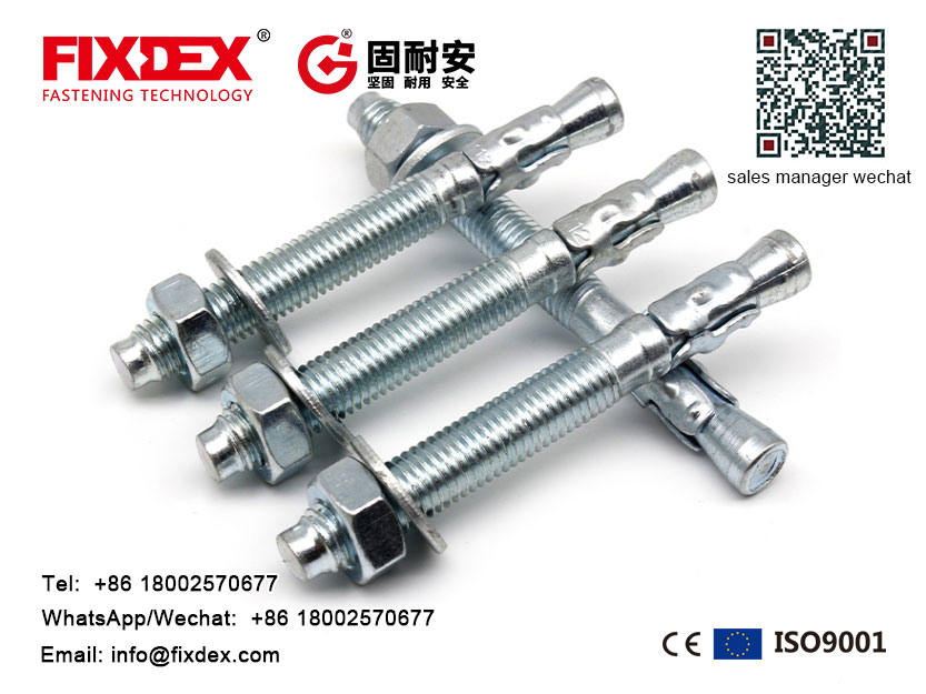 China Carbon steel 4.8 Expansion wedge anchor bolt zinc plated