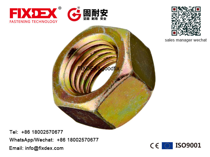 Carbon steel DIN6923 hex flange nut with yellow zinc plated