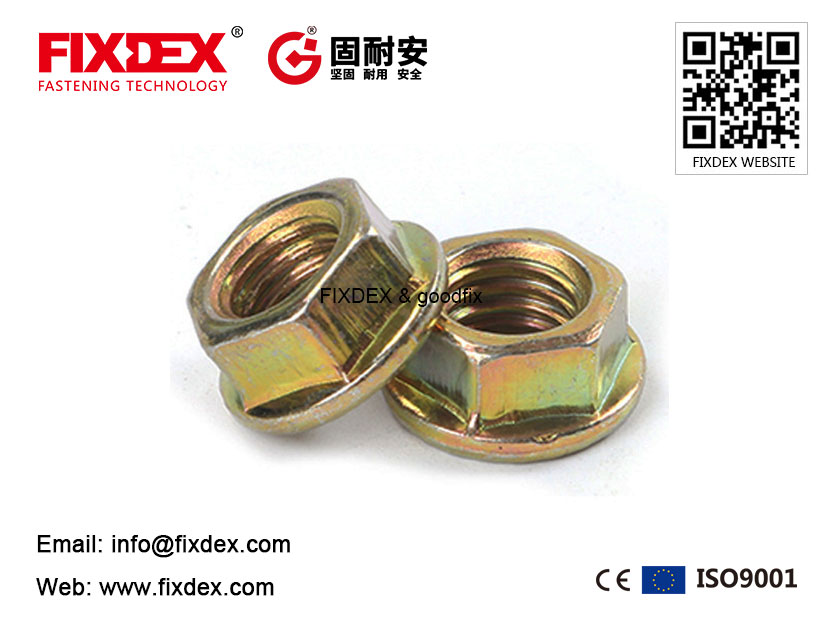 hex flange nut with yellow zinc plated