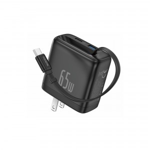 Max50-US A+C 2-Port GaN Charger with Retractable Cable (65W)