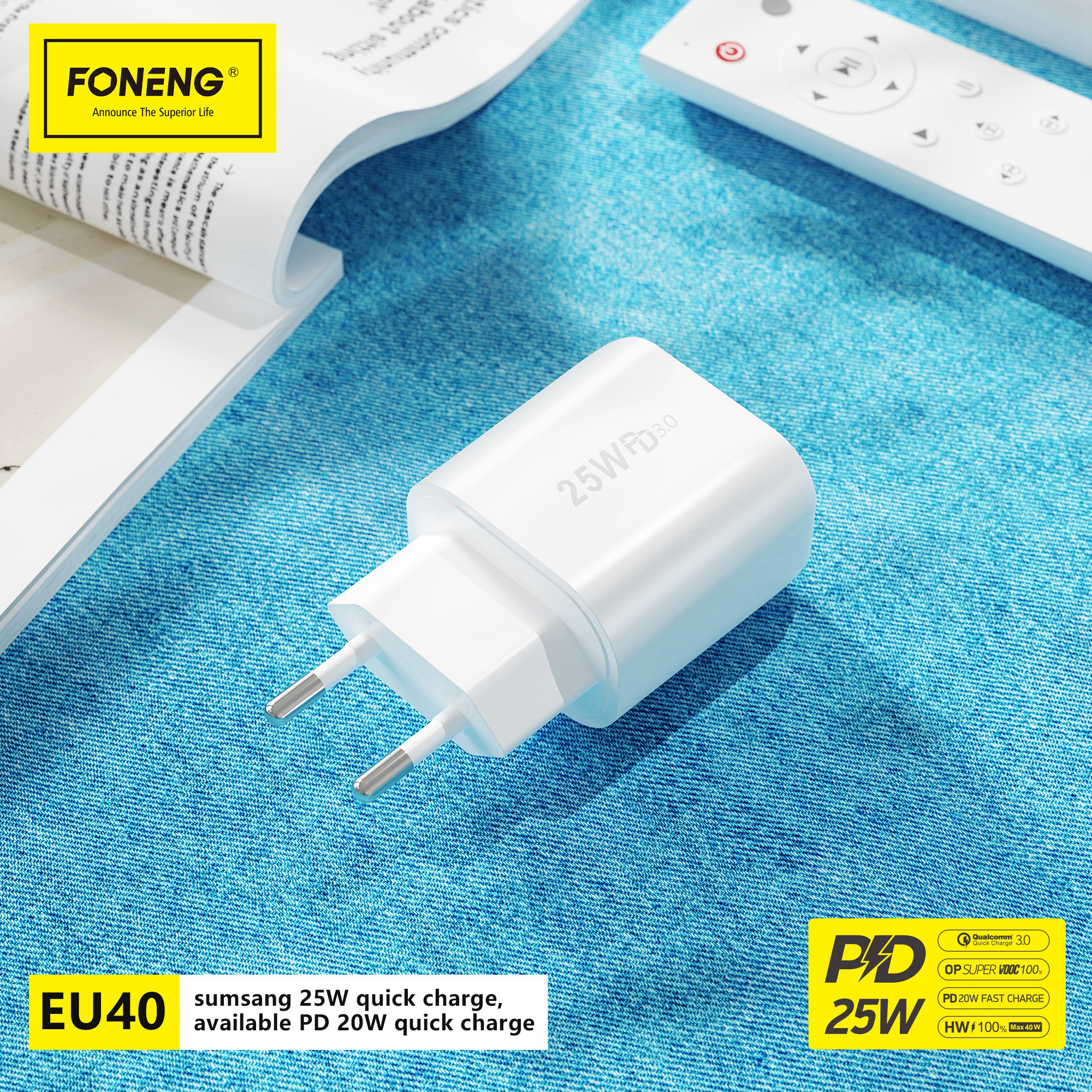 EU40 USB-C Super Fast Charging PD 25W Wall Charger (EU Plug) Featured Image