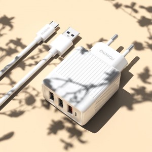 EU32 Fast Charging 3 Output USB Wall Charger (EU Plug)