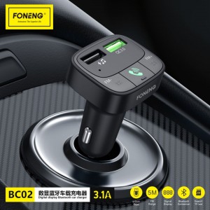 BC02 Dual USB QC 3.0 Fast Car Charger With Bluetooth Mp3 Player