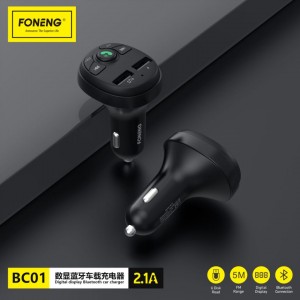 BC01 Bluetooth 5.0 LED Car Charger