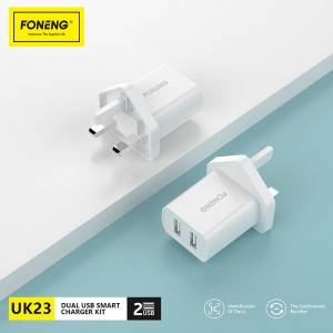 UK23 2.1A DUAL USB CHARGER KIT (UK PLUG)