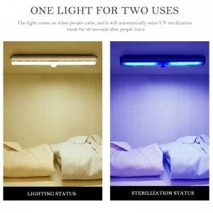 LED UV Under Cabinet Light USB Charging PIR Motion Sensor Lamp lighting for Cupboard Closet Sterilizer Kill Dust Mite Eliminator