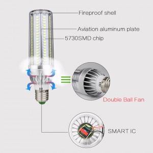 No Flicker LED Bulb E27 AC 85-265V 25W 35W 45W Corn Led Lamp SMD5730 Fan Cooling Aluminum Bombilla LED Lighting Lampada