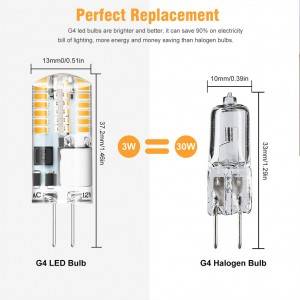 No Flicker 12V G4 LED Bulb 3W Silicone 360 Beam Angle 48LEDS SMD3014 Super Bright Replace 30W Halogen Chandelier Light