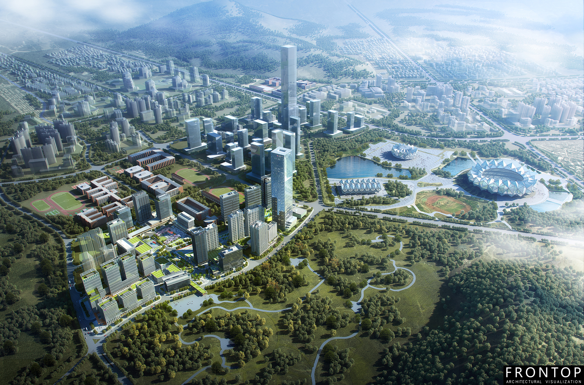 High Quality Architectural Rendering - Qidi Xiexin Science Park – Frontop