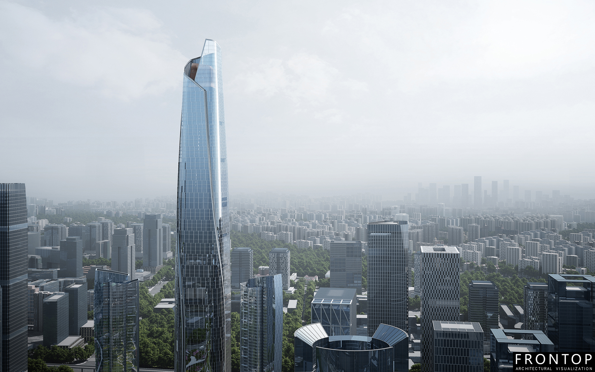 Professional China 3d Perspective Rendering - Wuhan Zhou Dafu Financial Center – Frontop