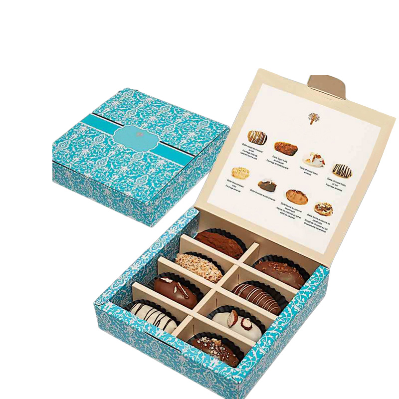 Paper pastry and chocolate gift box with divider For Sale