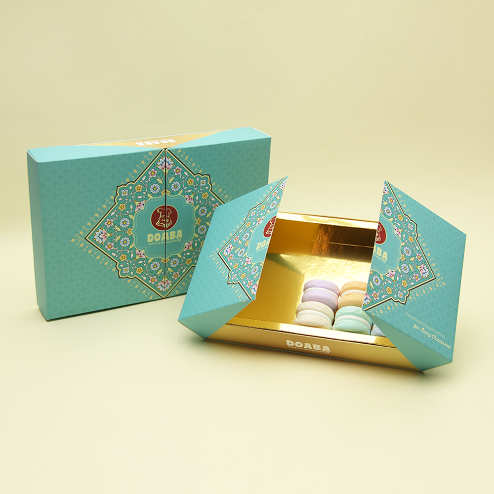 Caixa de embalaxe magnética de luxo por xunto barata e barata de prezo competitivo con separadores de ouro no interior para chocolate