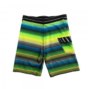 Men’s Stripes printing Board Shorts Bathing Board Trunks Beach Shorts With rubber patch & side pockets