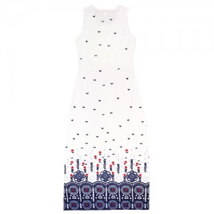 Fashion one-piece long dress in Spring and Summer Women with heart-sharp printing