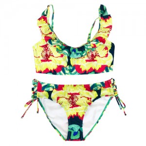 Flower printing Bikinis Swimsuit Swimwear Triangle Bathing Suit with flaps for Women