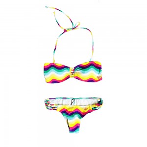 Fashionable Triangle Bikini with Underwear Cups, Tie at Neck and Back