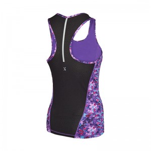 Women Yoga Running Sports Tank Sublimation Print With Mesh Panels