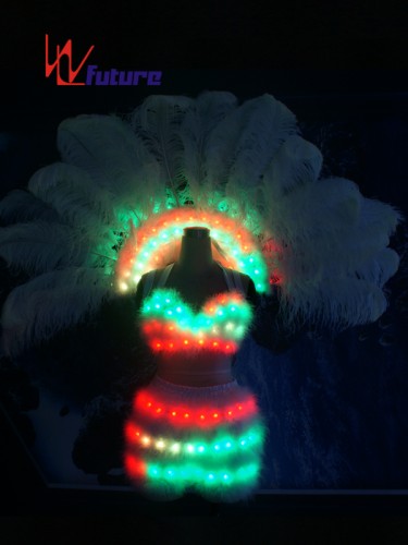 Custom Sexy LED Light Bra & Pants & Ostrich Feathers For Dance Show WL-0187