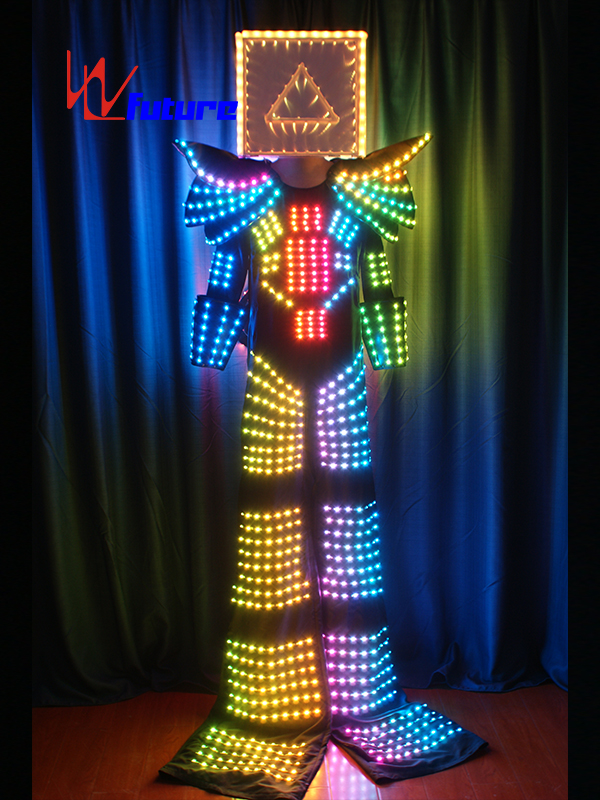 LED Stilts Walkers’ Robot Suit With 3D Cube Head WL-0131 Featured Image