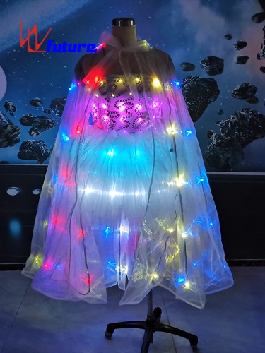 White LED Wedding Dress Costume with Wings For Stage Wear WL-0272
