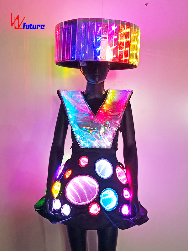 LED Mirror Infinity Dress Light Up LED Dance Costume with Headpiece WL-0335 Featured Image