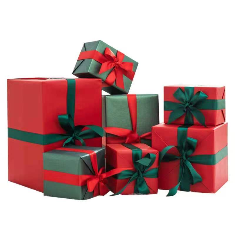 Christmas gift box stack window wine store shop opening Christmas tree decoration Featured Image