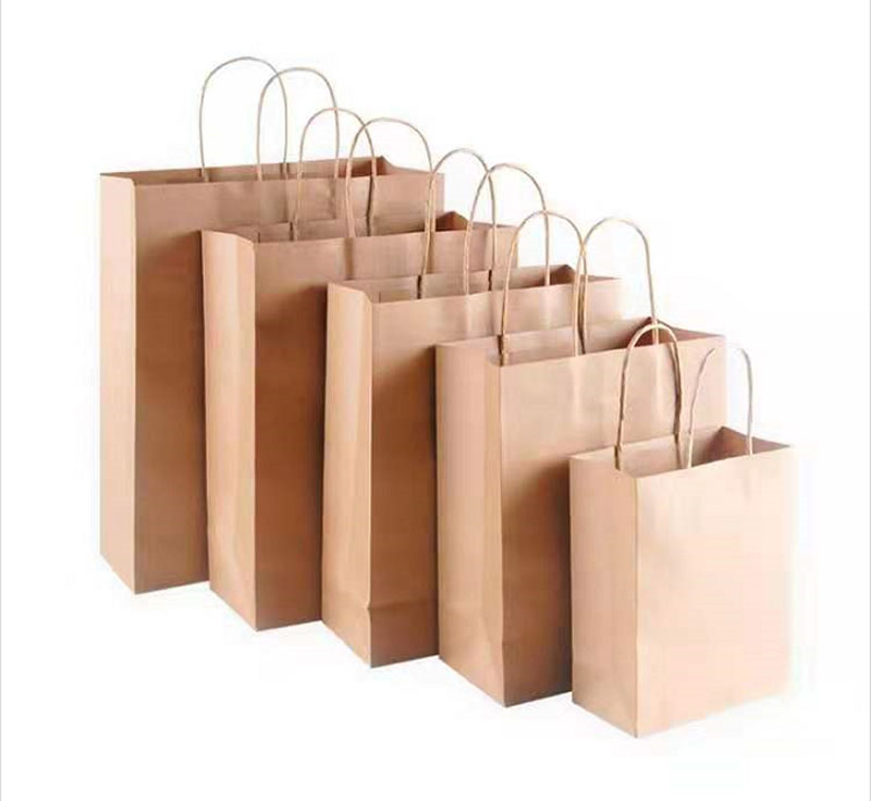 Saco de papel bolsa de mão loja de roupas personalizadas saco de papel kraft para viagem saco de embalagem espessa personalizado impressão de saco de presente personalizado Imagem em destaque
