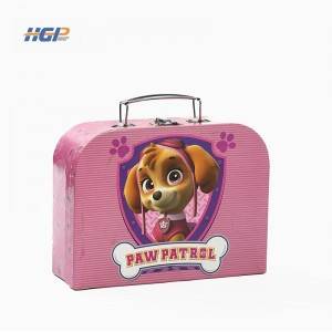 Toy box for children cardboard paper suitcase with handle