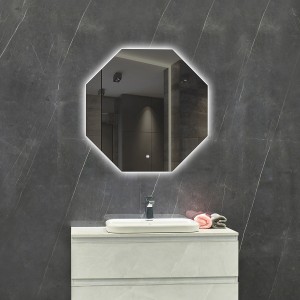 DL-77 LED Lit Octagon Bathroom Mirror with Touch Button