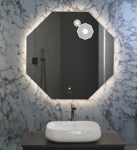 DL-77B LED Lit Octagon Bathroom Mirror with Touch Button