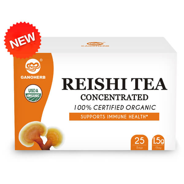 GANOHERB USDA Organic Reishi Mushroom Tea with 100% Ganodema Herbal for Boost Immune System-Vegan, Paleo, Gluten Free,All Natural,No Sugar, 0.05 Ounce (25 Count) Featured Image
