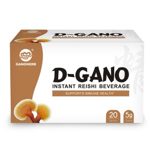 GANOHERB USDA Organiczny napój błyskawiczny z grzybami Reishi z ekstraktem z Ganoderma Lucidum - wzmacniający układ odpornościowy - wegański, paleo, bezglutenowy, bez cukru, 100% naturalny, 0,18 uncji (20 sztuk)