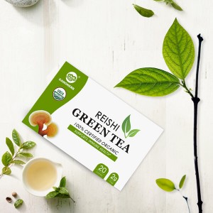 Zelený čaj privátnej značky s balíčkom Reishi sáčkov na posilnenie imunitného systému