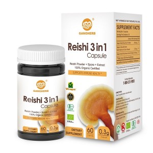 Organic Reishi gombapor, spórapor kivonatpor 3 az 1-ben kiegészítő az immunrendszer támogatásáért, egészségért