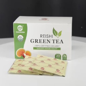 Ilebula yangasese ethi Green Tea ene-Reishi Teabag Box Package Enhance System Immune
