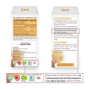 Organic Reishi Mushroom Powder Spore Powder Extract Powder 3 in 1 Supplement for Immune Support Health