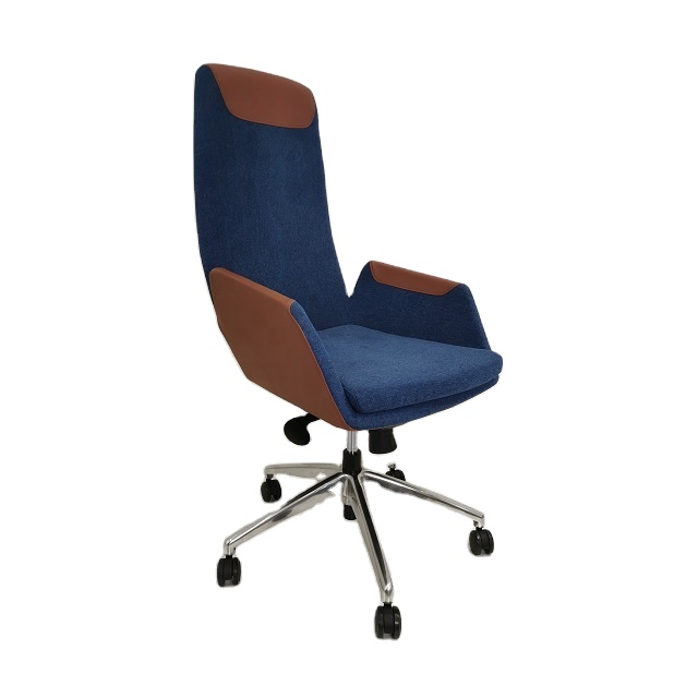 Steel frame inside leather and fabric executive office chair
