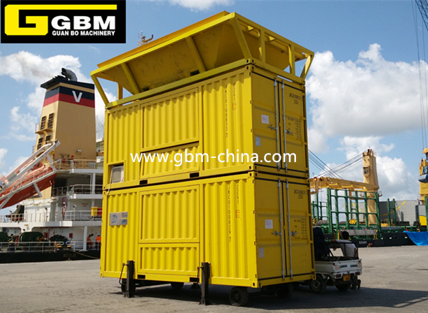 Mobile container bagging masine