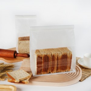 Bolsa de panadería de papel Kraft marrón con embalaje de pan sándwich de galletas de calidad alimentaria con fondo cuadrado