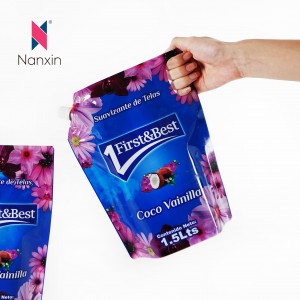 Dhuwur Suhu Resistance Washing Powder Packaging Cairan Spout Packing Tas Kantong Plastik For Sale