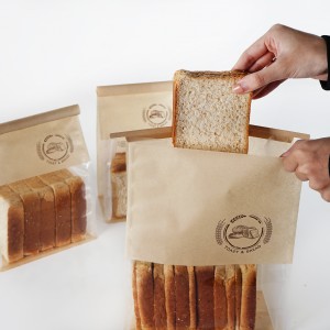 環境に優しい 50gsm 耐油性テイクアウトランチ食品包装茶色のクラフト紙サンドイッチバッグ