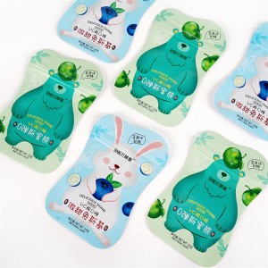 Plastic 3 Side Sealed Pouch Taybet şiklê Ziplock Bags Ji bo Candy