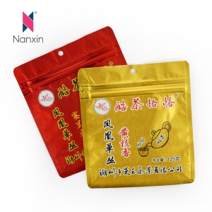 Promoție fierbinte din plastic imprimat cu fund plat film auriu ceai chinezesc metal 500g pungă de ambalare pentru alimente
