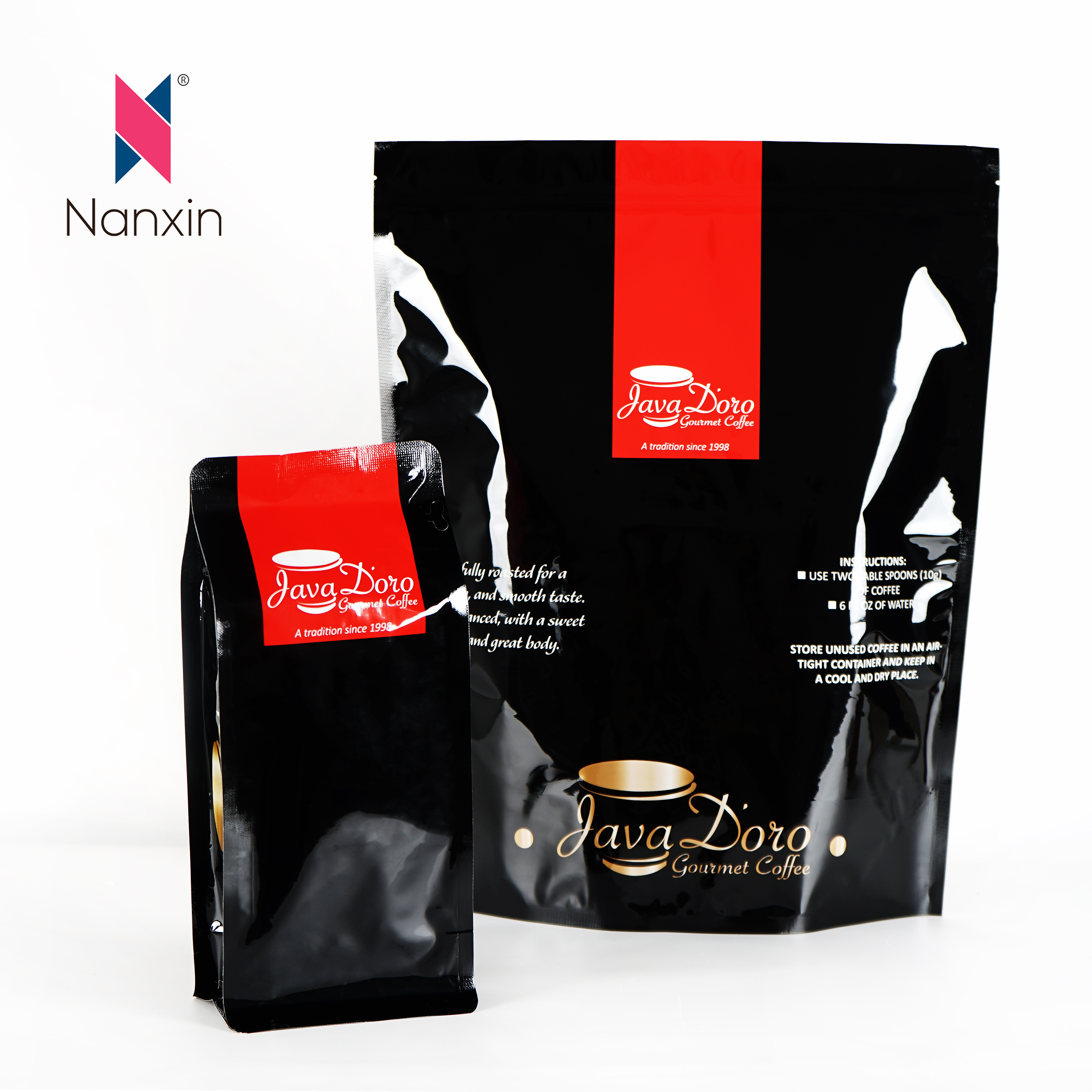 Resealable Self Standing Flat Bottom Coffee Bean Bag / Coffee Bean Packaging Bag With Valve And Zipper 250g 500g 1000g