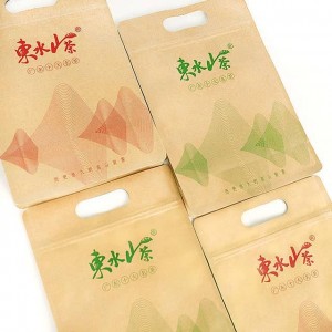 Food Packaging Zipper Pouch Flat Bottom Kraft Paper Bag Para sa Solid Inumin O Meryenda