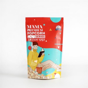Resealable Stand Up Pouch With Sealed Zip Popcorn Packaging Bag
