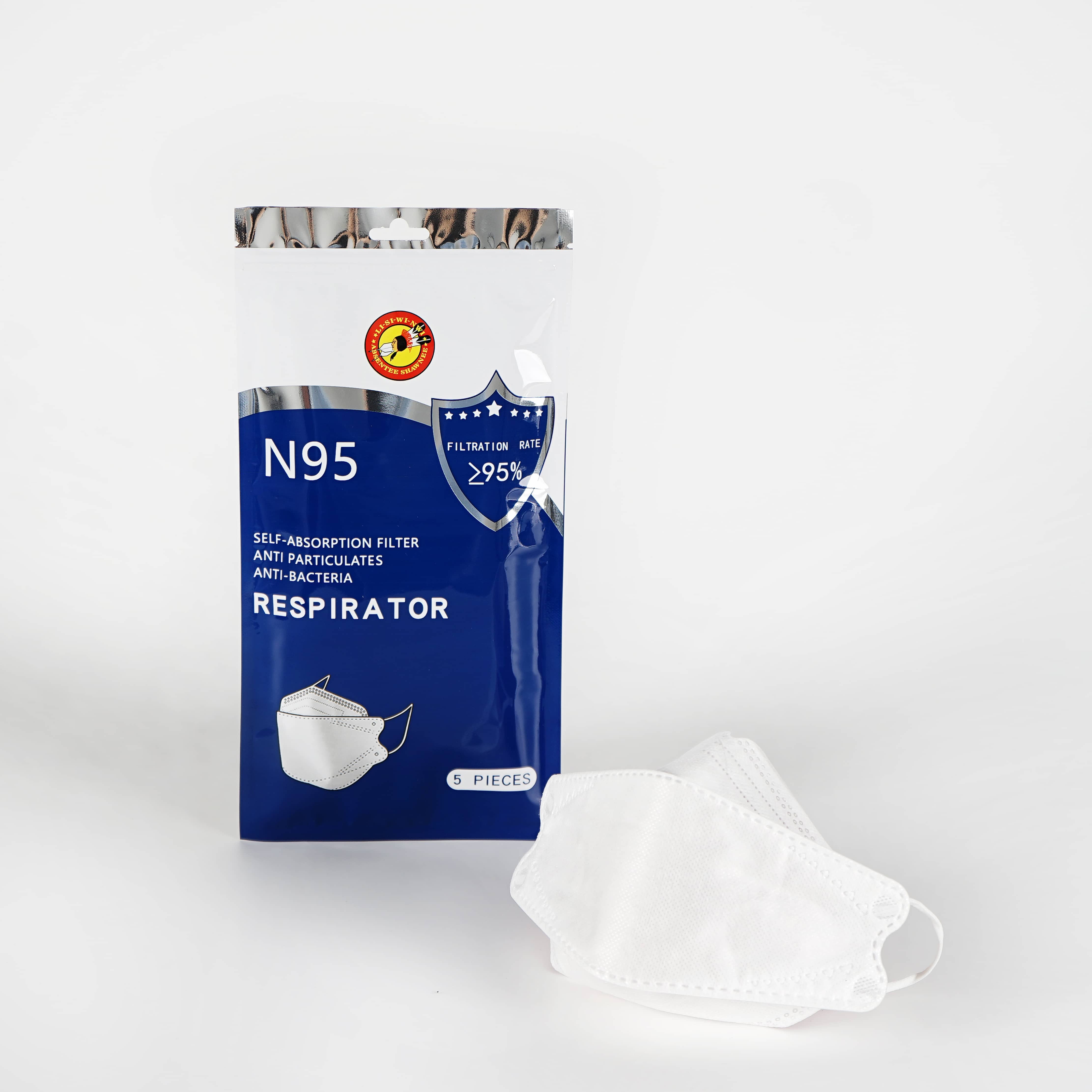 អាលុយមីញ៉ូម Foil Ppe Kn95 3 Side Sealing Mask Package Bag
