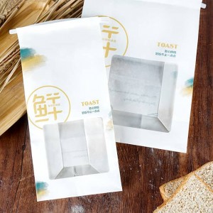 کیسه کاغذی مواد غذایی روغنی نان با پنجره
